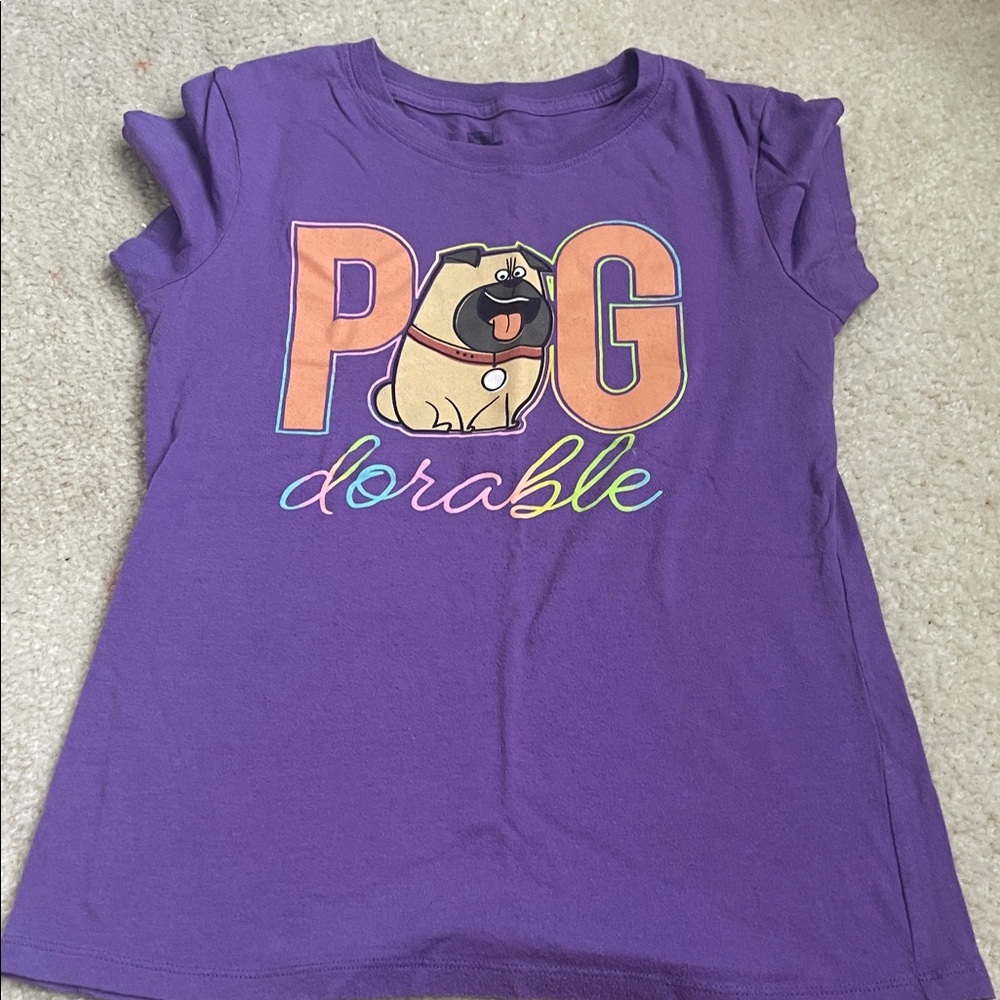 Purple Pug Graphic Tee for Kids